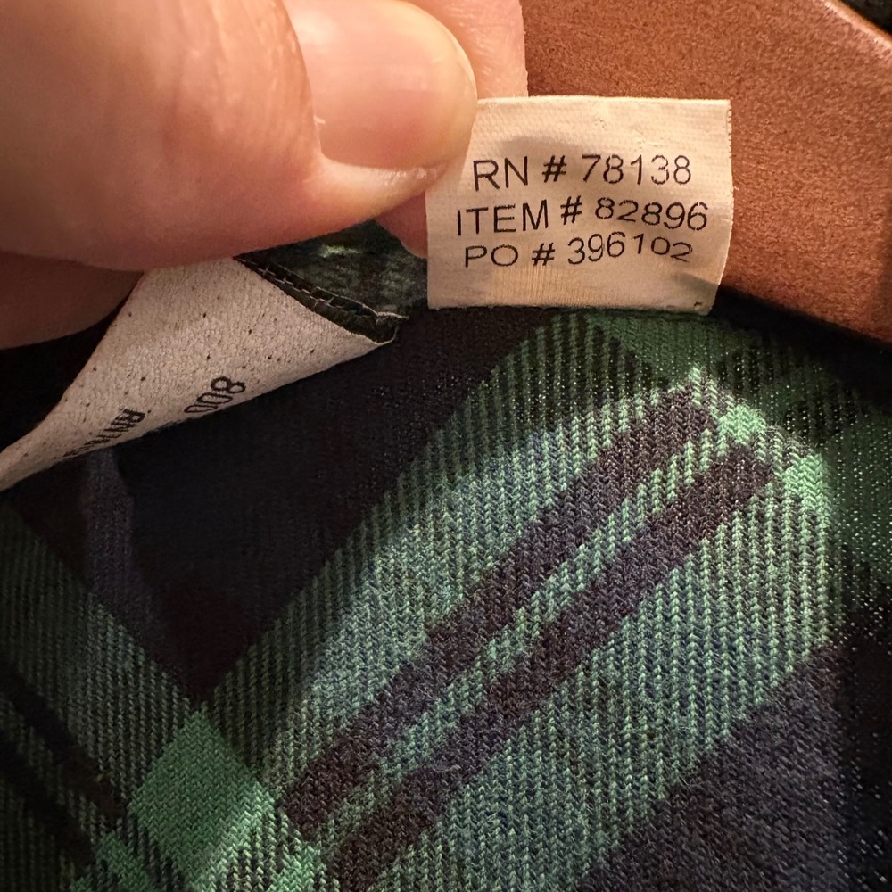 The Vermont Country Store Flannel Tunic Plaid Shirt XL Green Navy Oversized Cozy - Picture 8 of 10